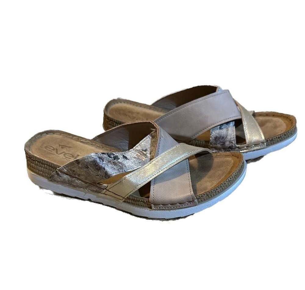 Level Anatomic Shoes Women's‎ Metallic Crisscross Comfort Mules